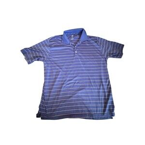 Turtleson Polo Shirt Men's Extra Large Blue Striped Long Sleeve Golf Performance